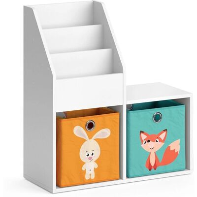 Scaffale bambini Luigi bianco Vicco con 2 scatole pieghevoli - Spazio bambini Scaffale bambini Luigi bianco Vicco con 2 scatole pieghevoli - Spazio bambini