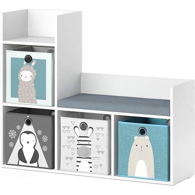 Estantería infantil Vicco Blanca con banco y 4 cajas Estantería infantil Vicco Blanca con banco y 4 cajas