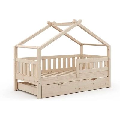 Lit pour enfants Vitalispa en forme de maison avec lit d'amis - Marron - Publicité Lit pour enfants Vitalispa en forme de maison avec lit d'amis - Marron - Publicité