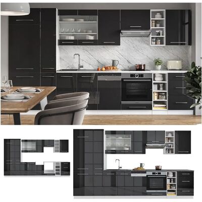 Vicco - Mueble de cocina Fame-Line 355cm Alto Brillo/Blanco - Mueble de cocina Vicco - Mueble de cocina Fame-Line 355cm Alto Brillo/Blanco - Mueble de cocina
