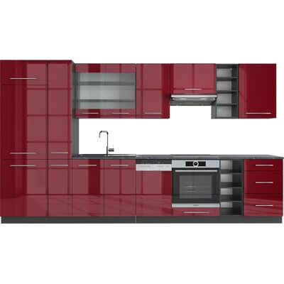 Mobili da cucina Vicco - 355cm Modulabile, Bordeaux Lucido/Antracite Mobili da cucina Vicco - 355cm Modulabile, Bordeaux Lucido/Antracite