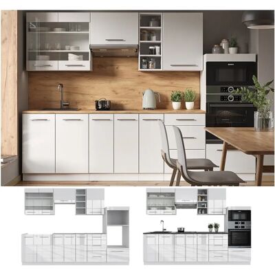 Mueble de cocina Vicco Fame-Line - 280 cm, Blanco brillante Mueble de cocina Vicco Fame-Line - 280 cm, Blanco brillante
