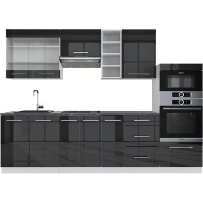 Vicco - Mueble de cocina Fame-Line, 280cm, Antracita Brillo Alto - Armario de Cocina Vicco - Mueble de cocina Fame-Line, 280cm, Antracita Brillo Alto - Armario de Cocina