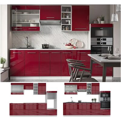 Vicco Mobili da Cucina - 280cm Bordeaux Lucido / Bianco - Mobili da Cucina Vicco Mobili da Cucina - 280cm Bordeaux Lucido / Bianco - Mobili da Cucina