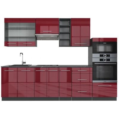 Vicco - Mobili da cucina Fame-Line 280cm Bordeaux lucido / antracite - Mobili da cucina Vicco - Mobili da cucina Fame-Line 280cm Bordeaux lucido / antracite - Mobili da cucina