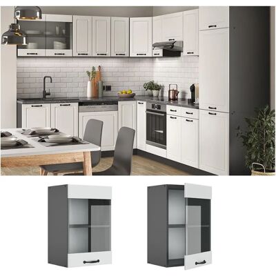 Vicco - Armario de pared con puerta de cristal 40cm - Estilo cabaña Vicco - Armario de pared con puerta de cristal 40cm - Estilo cabaña