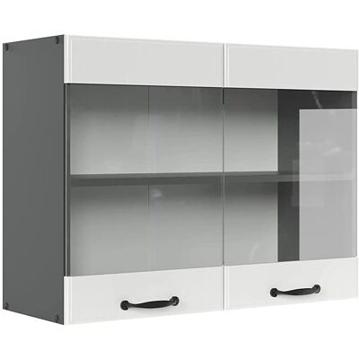 Vicco - Pensile in vetro R-Line 80cm antracite/bianco - Mobili cucina Vicco - Pensile in vetro R-Line 80cm antracite/bianco - Mobili cucina