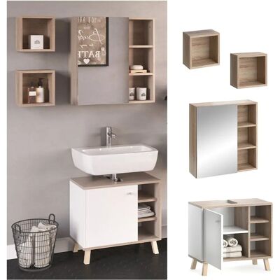 Set mobili bagno Vicco Senyo Bianco/Sonoma - Set bagno Set mobili bagno Vicco Senyo Bianco/Sonoma - Set bagno