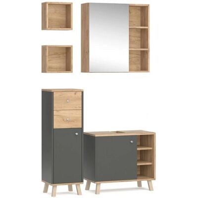 Set de muebles de baño Vicco Antracita/Roble dorado - Muebles de baño Set de muebles de baño Vicco Antracita/Roble dorado - Muebles de baño