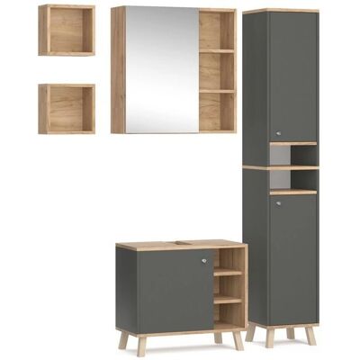 Vicco Conjunto de Muebles de Baño Senyo - Antracita - 4 Piezas Vicco Conjunto de Muebles de Baño Senyo - Antracita - 4 Piezas