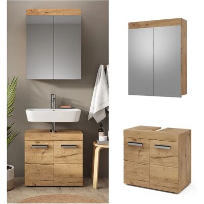 Conjunto de muebles de baño Luna - Roble Wotan - 2 partes - Muebles de baño Vicco Conjunto de muebles de baño Luna - Roble Wotan - 2 partes - Muebles de baño Vicco