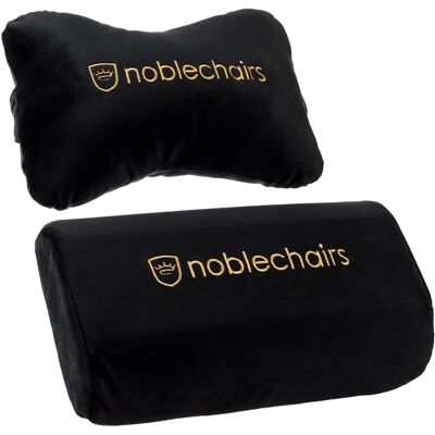 Conjunto de Almofadas noblechairs Preto/Dourado - Apoio para Cadeiras de Jogos EPIC/ICON/HERO Conjunto de Almofadas noblechairs Preto/Dourado - Apoio para Cadeiras de Jogos EPIC/ICON/HERO