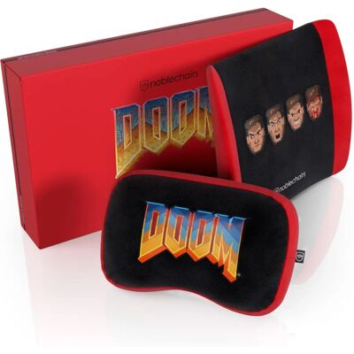 Conjunto de Almofadas de Espuma de Memória noblechairs - Edição Doom Retro - Almofadas de espuma viscoelástica para pescoço e lombar Conjunto de Almofadas de Espuma de Memória noblechairs - Edição Doom Retro - Almofadas de espuma viscoelástica para pescoço e lombar