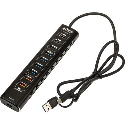 Nitro Concepts UH1 - 10-Port Hybrid USB Hub - USB 3.2 Nitro Concepts UH1 - 10-Port Hybrid USB Hub - USB 3.2