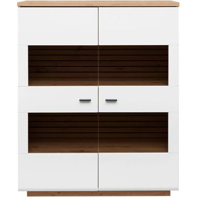 Stylife - FÉLMAGAS SZEKRÉNY 110/136/40 cm - Fehér - Artisan tölgy - cabinet Stylife - FÉLMAGAS SZEKRÉNY 110/136/40 cm - Fehér - Artisan tölgy - cabinet
