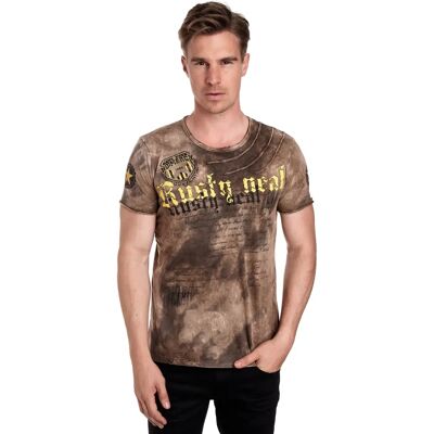 RUSTY NEAL XL Braun T-Shirt Batikmuster Herren RUSTY NEAL XL Braun T-Shirt Batikmuster Herren