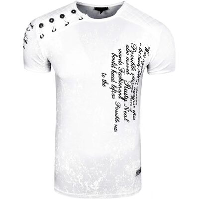 RUSTY NEAL S Wit Batikpatroon Vintage T-Shirt RUSTY NEAL S Wit Batikpatroon Vintage T-Shirt