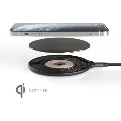 Vonmählen Aura Carregador sem fio - Vidro preto - Certificado Qi Vonmählen Aura Carregador sem fio - Vidro preto - Certificado Qi
