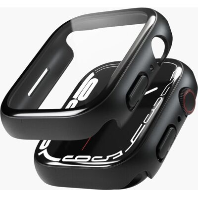 Capinha preta de silicone Vonmählen com vidro temperado para Apple Watch 10 Capinha preta de silicone Vonmählen com vidro temperado para Apple Watch 10