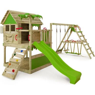 Parque infantil de madera Fatmoose TikaTaka con columpio y tobogán - Parque Parque infantil de madera Fatmoose TikaTaka con columpio y tobogán - Parque