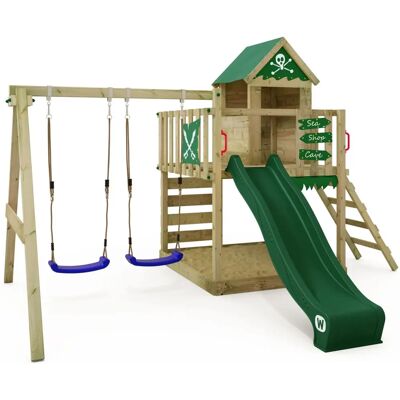 Wickey Holzspielplatz - Kletterturm, Schaukel & Rutsche - Grün Wickey Holzspielplatz - Kletterturm, Schaukel & Rutsche - Grün