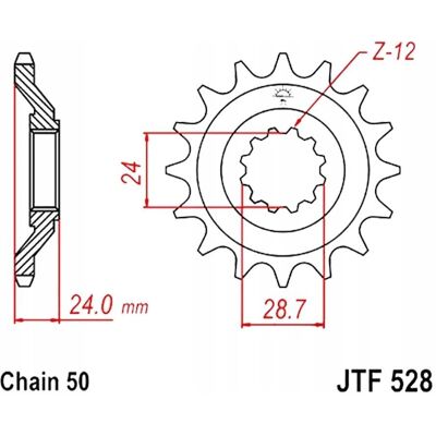 Esjot - 17T 530 - 24mm Innenloch - 28,5mm Außenloch - Kettenrad Esjot - 17T 530 - 24mm Innenloch - 28,5mm Außenloch - Kettenrad
