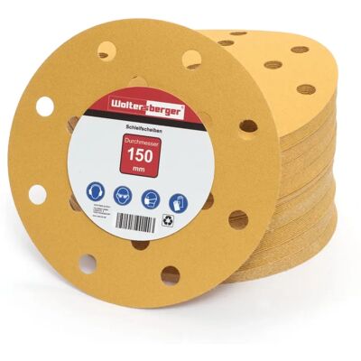 WOLTERSBERGER - Gold Velcro - Ø150mm - P150 15 trous - Disques abrasifs - Publicité WOLTERSBERGER - Gold Velcro - Ø150mm - P150 15 trous - Disques abrasifs - Publicité