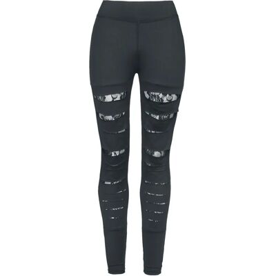 Rotterdamned Modell - Damen Spitze & Schnitt Leggings - S bis XXL - Schwarz Rotterdamned Modell - Damen Spitze & Schnitt Leggings - S bis XXL - Schwarz