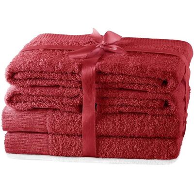 AmeliaHome Amari Red Cotton Towels - Bathroom & Kitchen Set AmeliaHome Amari Red Cotton Towels - Bathroom & Kitchen Set