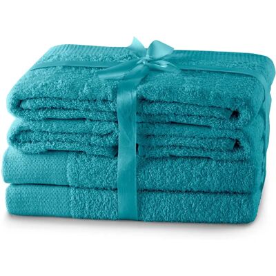 Set Asciugamani in Cotone Turchese AmeliaHome - Bagno & Mano Set Asciugamani in Cotone Turchese AmeliaHome - Bagno & Mano
