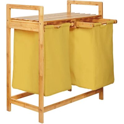 Lumaland 08493 Panier à linge - 60L, Rectangulaire, Bambou, Coton, Polyester, Bois Lumaland 08493 Panier à linge - 60L, Rectangulaire, Bambou, Coton, Polyester, Bois