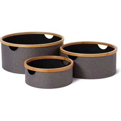 Lumaland - Bambus Rund Aufbewahrungsbox - 3-teilig - Anthrazit Grau - Storage Box Lumaland - Bambus Rund Aufbewahrungsbox - 3-teilig - Anthrazit Grau - Storage Box