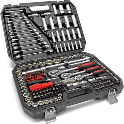 Set di strumenti Wiltec da 215 pezzi con chiavi e bussole Set di strumenti Wiltec da 215 pezzi con chiavi e bussole