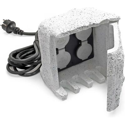 XPOTOOL Enchufe múltiple para jardín - Impermeable, 4 tomas, cable de 5m XPOTOOL Enchufe múltiple para jardín - Impermeable, 4 tomas, cable de 5m