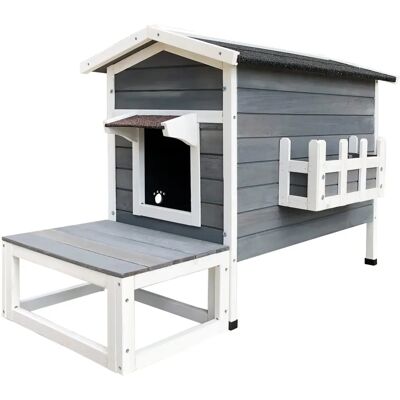 Casetta per gatti Wiltec 73,5x48x104,5cm Legno Resistente alle Intemperie - Casetta per Gatti Casetta per gatti Wiltec 73,5x48x104,5cm Legno Resistente alle Intemperie - Casetta per Gatti