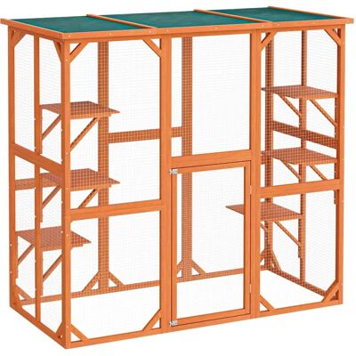 Recinto esterno per gatti Wiltec - 180x88x169cm, Legno impermeabile, Montaggio facile Recinto esterno per gatti Wiltec - 180x88x169cm, Legno impermeabile, Montaggio facile