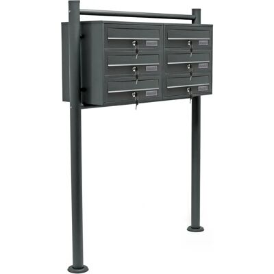 Wiltec Verzinktes Stahl 6-Briefkasten System - Sicher & Elegant Wiltec Verzinktes Stahl 6-Briefkasten System - Sicher & Elegant