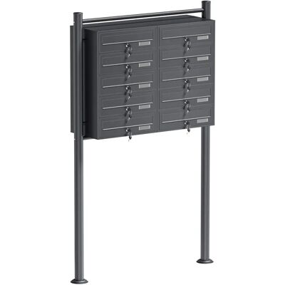 Wiltec Cassetta Postale in Acciaio Zincato 10 Scomparti - Resistente alle Intemperie Wiltec Cassetta Postale in Acciaio Zincato 10 Scomparti - Resistente alle Intemperie