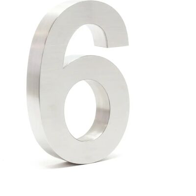 XPOTOOL - Nummernschild 6 3D Arial 20 cm - Edelstahl - rostfrei XPOTOOL - Nummernschild 6 3D Arial 20 cm - Edelstahl - rostfrei