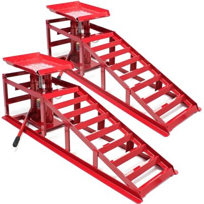 Wiltec Set di rampe di carico 2x con cric idraulico Wiltec Set di rampe di carico 2x con cric idraulico
