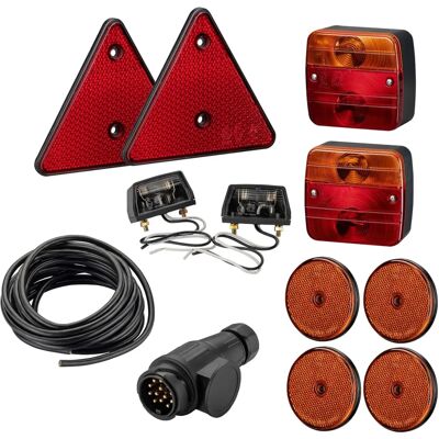 Wiltec Set luci rimorchio - 13 poli, cavo 5m, omologato E-mark Wiltec Set luci rimorchio - 13 poli, cavo 5m, omologato E-mark