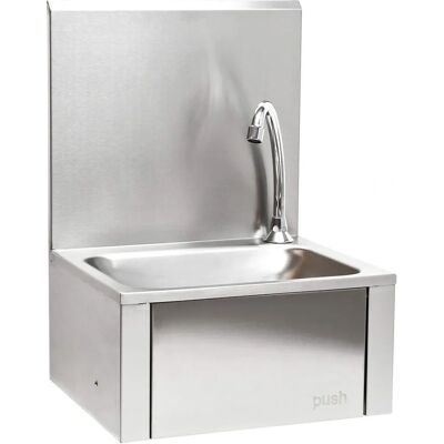 Lavandino a parete in acciaio inox con comando a ginocchio Lavandino a parete in acciaio inox con comando a ginocchio