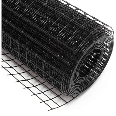 Wiltec Rete in acciaio 12x12mm 10m Nero - Recinzione da giardino Wiltec Rete in acciaio 12x12mm 10m Nero - Recinzione da giardino