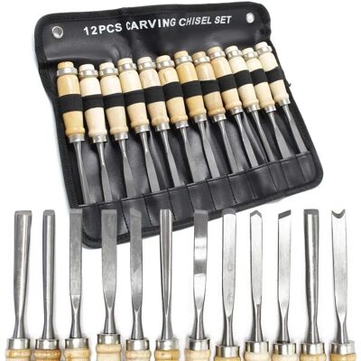 Set di 12 strumenti per intaglio del legno XPOTOOL - Lame in acciaio resistente Set di 12 strumenti per intaglio del legno XPOTOOL - Lame in acciaio resistente