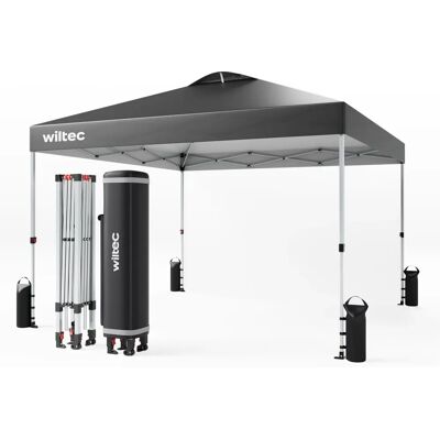 Wiltec Grau 3x3m Pop-up Pavillon - Wasserdicht, UV 50+, Stahlrahmen Wiltec Grau 3x3m Pop-up Pavillon - Wasserdicht, UV 50+, Stahlrahmen