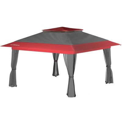Carpa Plegable Gris Rojo Wiltec 4x4m con Mosquiteras - Tienda para Exteriores Carpa Plegable Gris Rojo Wiltec 4x4m con Mosquiteras - Tienda para Exteriores