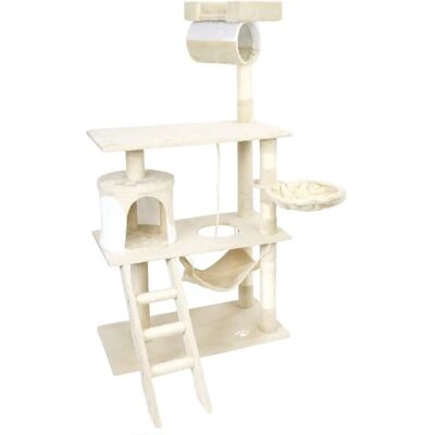 Wiltec Kratzbaum - 141cm Beige/Weiß Mehrplattform Stabil Wiltec Kratzbaum - 141cm Beige/Weiß Mehrplattform Stabil