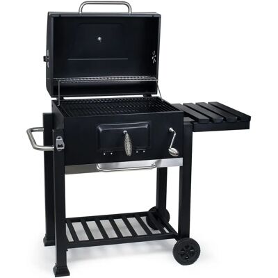 Wiltec Parrilla de carbón móvil compacta - con termómetro y altura ajustable Wiltec Parrilla de carbón móvil compacta - con termómetro y altura ajustable