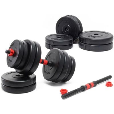Conjunto de mancuernas Wiltec 30kg - Discos de cemento y barras con bloqueo estrella Conjunto de mancuernas Wiltec 30kg - Discos de cemento y barras con bloqueo estrella