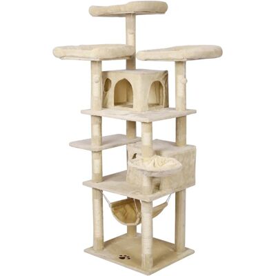 Fudajo - Kratzbaum - Beige - 172 cm - Mehrere Plattformen Fudajo - Kratzbaum - Beige - 172 cm - Mehrere Plattformen